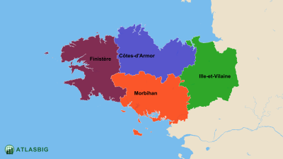 Karte der Départements der Bretagne Thumbnail