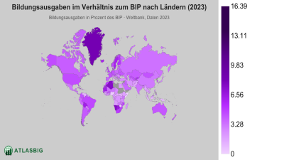 Bildungsausgaben im Verhältnis zum BIP nach Ländern 2026 Thumbnail