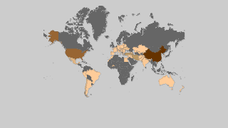 Karte der Länder nach Walnussproduktion Thumbnail