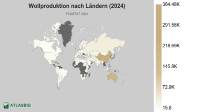 Wollproduktion nach Ländern (2024) Thumbnail