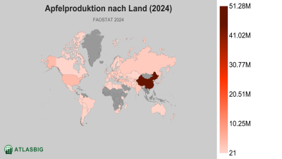 Apfelproduktion nach Land (2024) Thumbnail